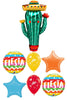 Fiesta Cactus Sombrero Balloons Bouquet with Helium and Weight
