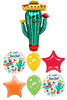 Fiesta Cactus Sombrero Party Balloons Bouquet with Helium and Weight