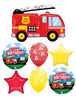 Fire Truck Dept Happy Birthday Balloon Bouquet with Helium Weight