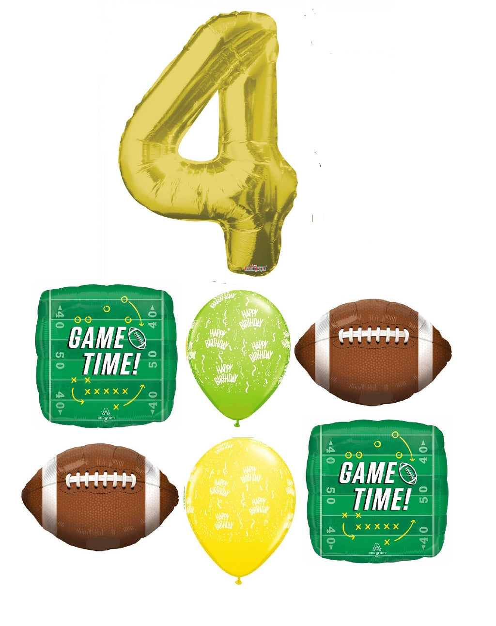 Football Game Time Birthday Pick An Age Gold Number Balloon Bouquet