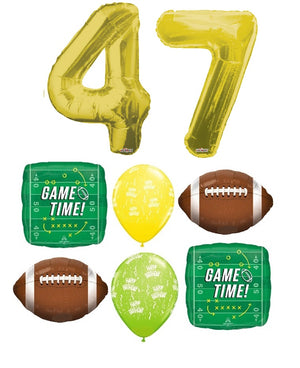 Football Game Time Birthday Pick An Age Gold Numbers Balloon Boquuet