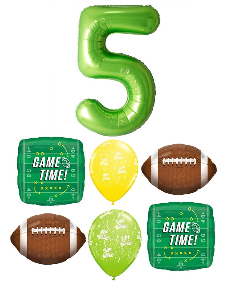 Football Game Time Birthday Pick An Age Green Number Balloon Boqueut