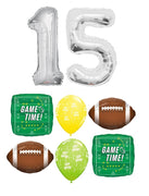 Football Game Time Birthday Pick An Age Silver Number Balloon Bouquet