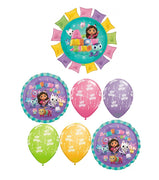 Gabbys Dollhouse Birthday Balloons Bouquet with Helium and Weight