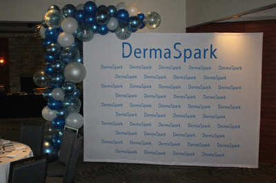 Corporate Events Garland Balloon Arch Blue Confetti White