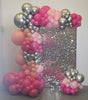 Garland Balloon Arch Fushia Pink Chome Silver Shimmer Wall