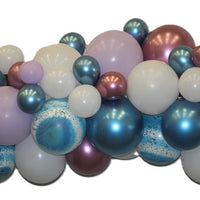 Grab and Go Garland Balloon Arch Chrome Mauve Blue White AIR FILLED