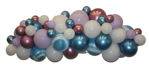 Grab and Go Garland Balloon Arch Chrome Mauve Blue White AIR FILLED