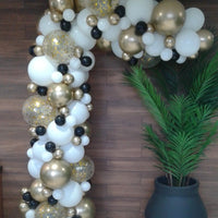 Garland Balloon Arch White Chrome Gold Confetti Black