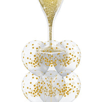 Glitter Champagne Wine Glass Dots Balloon Bouquet with Helium Weight