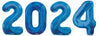 New Year Blue Numbers 2024 Foil Balloons with Helium and Weight