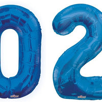 New Year Blue Numbers 2024 Foil Balloons with Helium and Weight