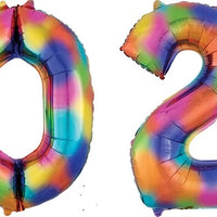 Graduation 2024 Rainbow Splash Balloon Numbers with Helium Weight