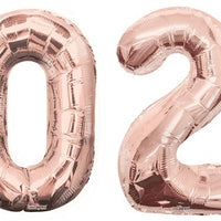 New Year Rose Gold 2024 Number Balloons with Helium and Weight