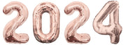 New Year Rose Gold 2024 Number Balloons with Helium and Weight