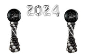 Graduation Balloon Columns 2024 Silver Numbers Arch