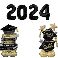 Graduation Black Numbers 2024 Airloonz Books Star Balloons