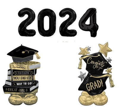 Graduation Black Numbers 2024 Airloonz Books Star Balloons
