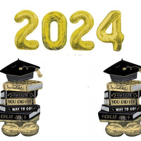Graduation Gold Numbers 2024 Congrat Grad Book Airloonz Balloon