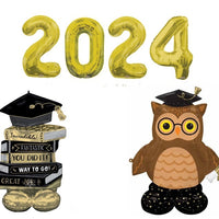 Graduation Gold Numbers 2024 Wise Owl Grad Books Airloonz Balloons