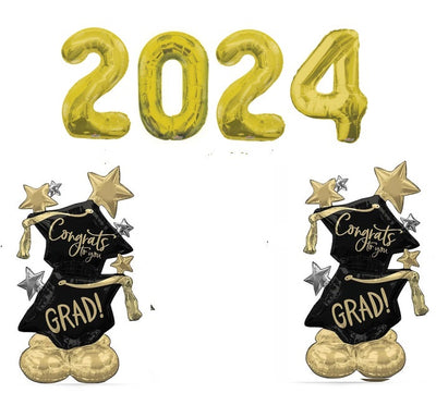 Graduation Gold Numbers 2024 Congrats Grad Star Clusters Airloonz Balloons