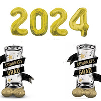 Graduation Gold Numbers Balloon 2024 Diploma Airloonz Balloon