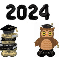 Graduation Black Numbers 2024 Wise Owl Grad Books Airloonz Baooon