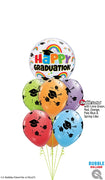Graduation Rainbows and Cap Balloon Bouquet with Helium and Weight