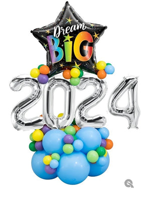 Graduation Dream Big Silver Numbers 2024 Balloons Centerpiece