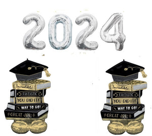 Graduation Silver Numbers 2024 Congrats Grad Books Airloonz Balloons