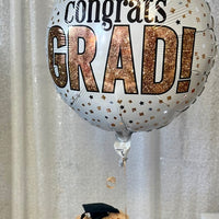 Graduation Tan Plush Bear Rose Flowers Helium Congrats Grad Balloon