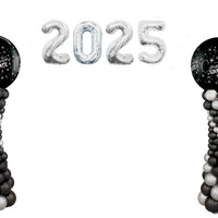 Graduation Balloon Columns 2025 Jumbo Silver Numbers Arch