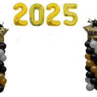 Graduation Stars Congrats Grad Balloons Columns Gold Numbers 2025