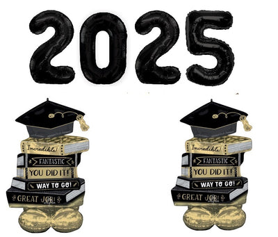 Graduation Black Numbers 2025 Congrats Grad Books Airloonz Balloons