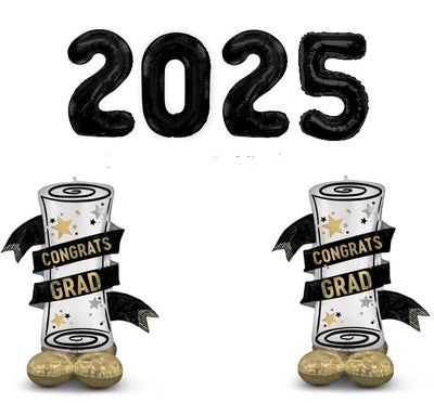 Graduation Jumbo Black Numbers 2025 Diploma Airloonz Balloons