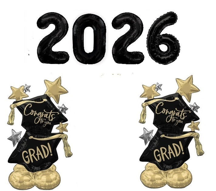 Graduation Black Numbers 2026 Congrats Grad Star Airloonz Balloons