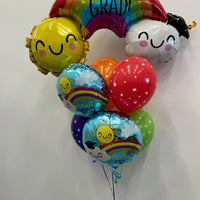 Graduation Rainbow Congrats Grad Balloons Bouquet with Helium and Weight