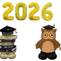 Graduation Gold Numbers 2026 Wise Owl Grad Books Airloonz Balloons