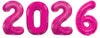 New Year Jumbo Hot Pink Numbers 2026 Balloons with Helium and Weights