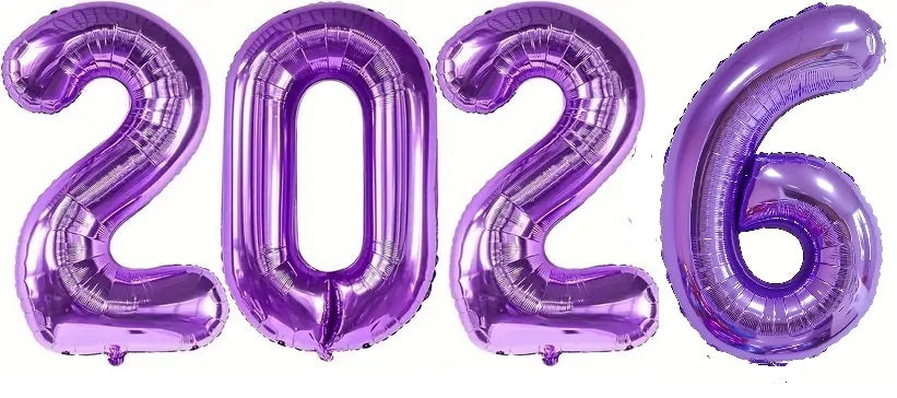 Graduation Jumbo Purple Numbers 2026 with Helium and Weight