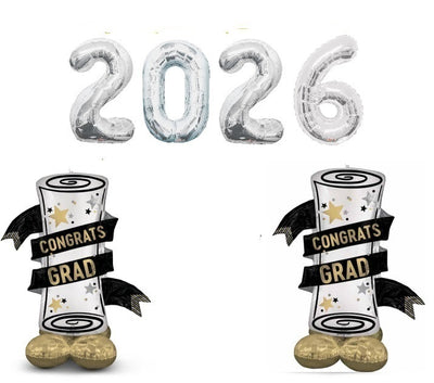 Graduation Silver Numbers 2026 Diploma Airloonz Balloons