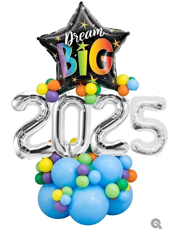 Graduation Dream Big Silver Numbers 2025 Balloons Centerpiece