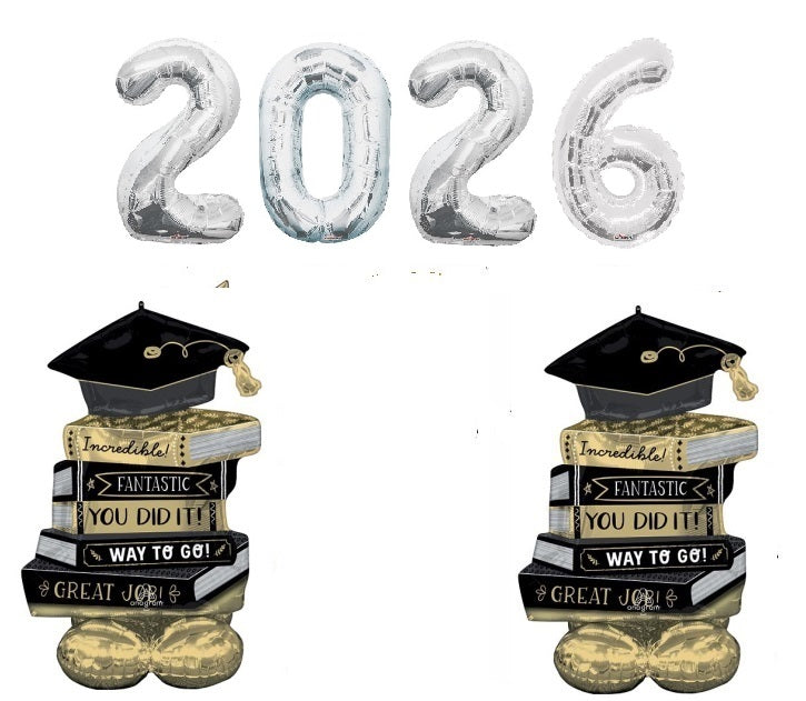 Graduation Silver Numbers 2026 Congrats Grad Books Airloonz Balloons