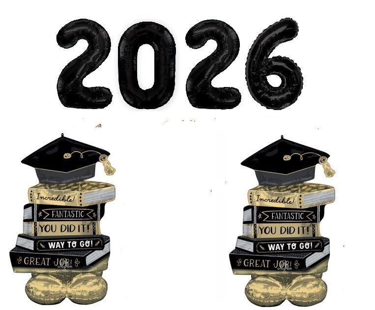 Graduation Black Numbers 2026 Congrats Grad Books Airloonz Balloons ...