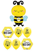 Happy Bee Day Birthday Balloons Bouquet with Helium and Weight