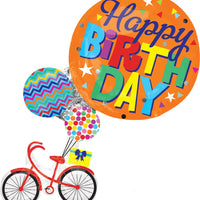 Happy Birthday Bicycle Bike Balloon with Helium and Weight