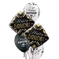 Birthday Art Deco Musical Music Notes Balloon Bouquet Helium Weight