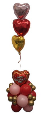 Valentines Day Hearts Balloon Bouquet Stand Up with Helium