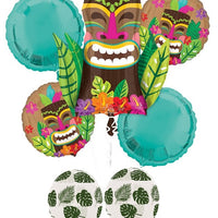 Hawaiian Luau Vintage Tiki Balloon Bouquet with Helium Weight