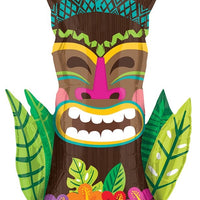 Hawaiian Luau Tropical Vintage Tiki Helium Balloon with Helium Weight